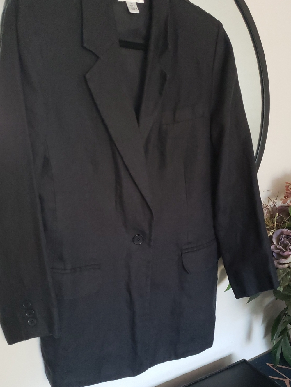 IRISH LINEN Talbots Black Single-Button Blazer